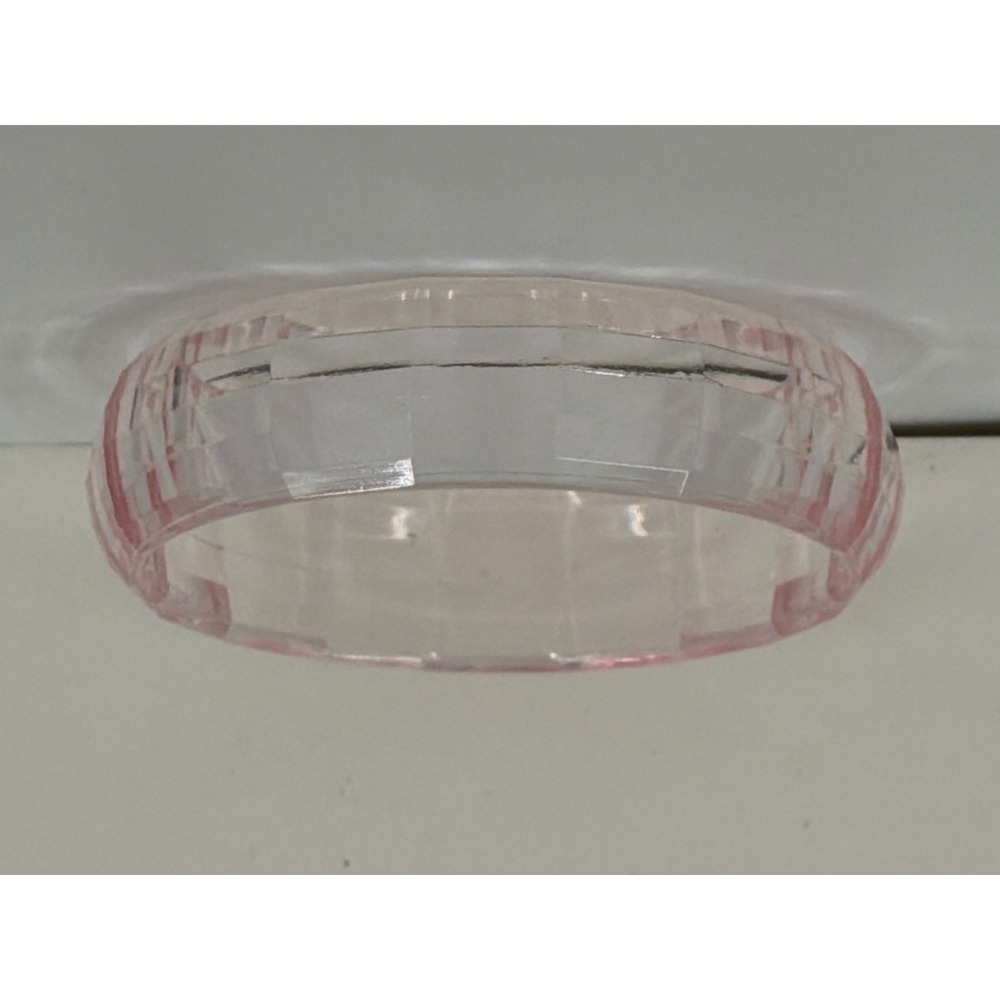 Vintage Pink Faceted Acrylic Bangle Bracelet Chunky Translucent Resin Geometric